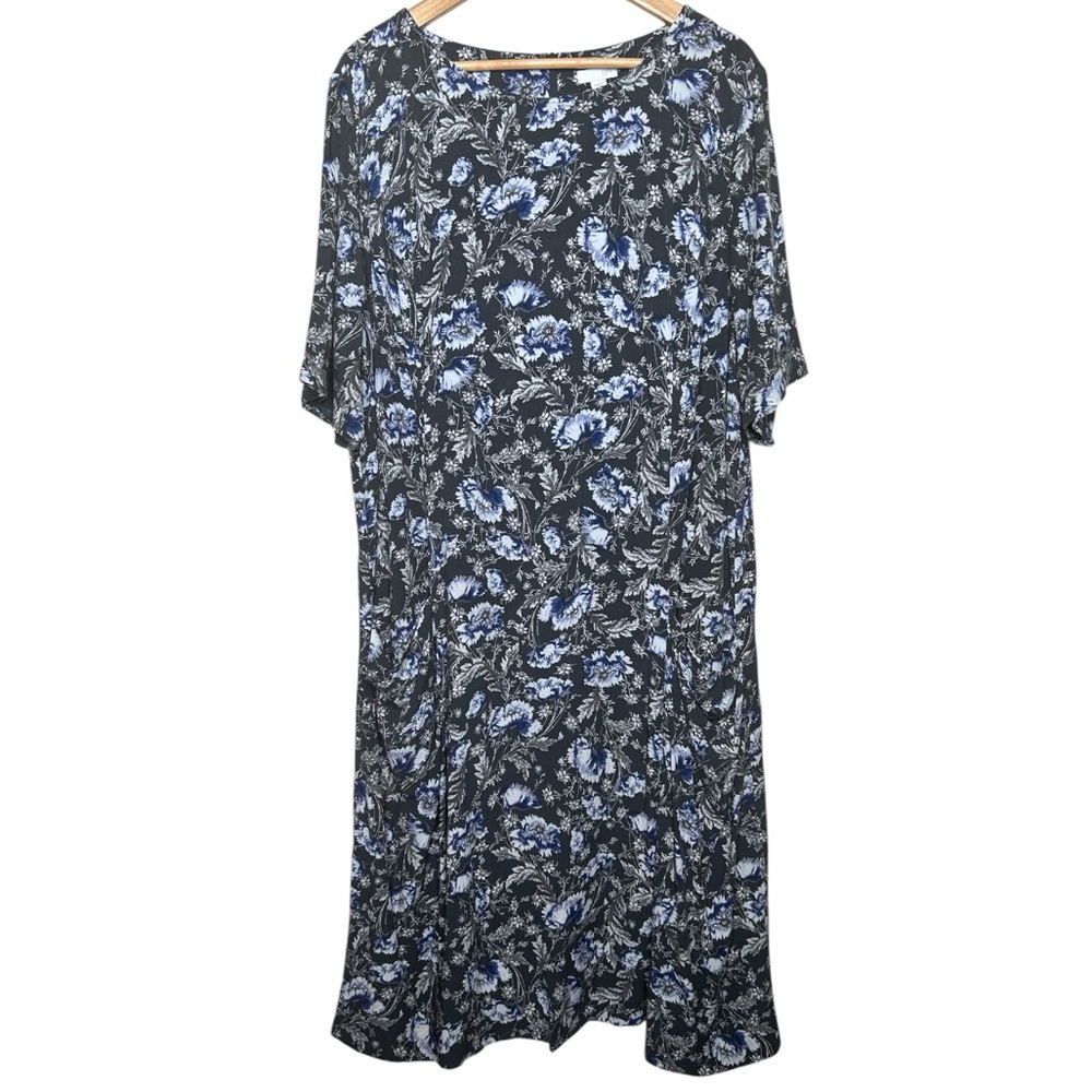 🩷 J Jill Women Floral Dress Size 3x Front Pockets back zipper Flowy Cottagecore
